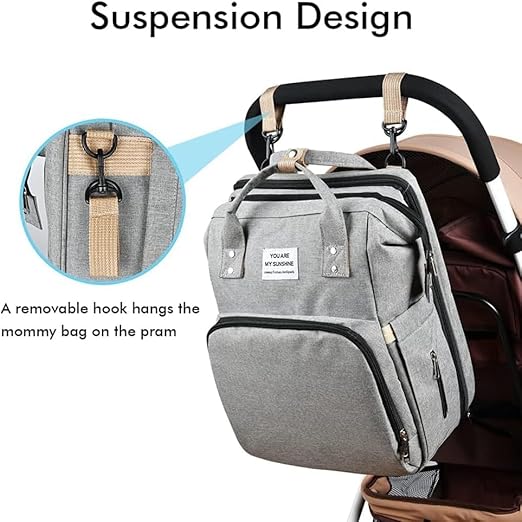 Portable Folding Crib Diaper Bag Multi-Function, Grey / Black / Peach / Sky Blue